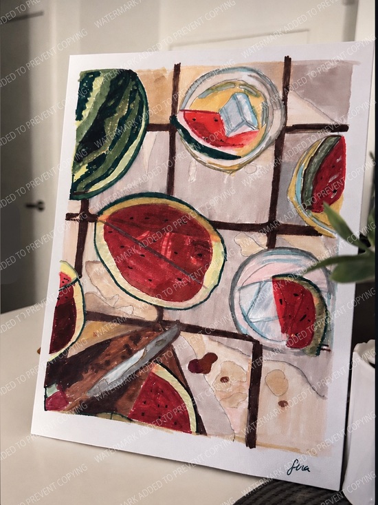 Handmade by me Other - Art Drawing by me Watermelon Illustration 9” x 12”
